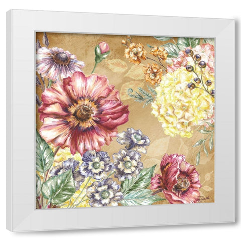 Wildflower Medley square gold I White Modern Wood Framed Art Print by Tre Sorelle Studios