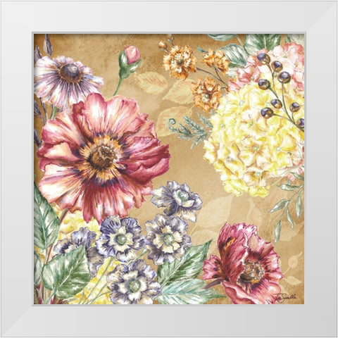 Wildflower Medley square gold I White Modern Wood Framed Art Print by Tre Sorelle Studios