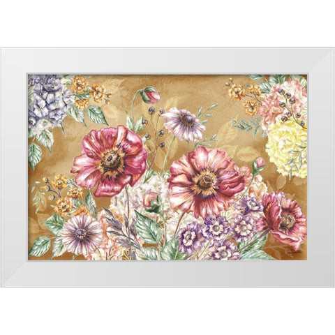 Wildflower Medley Landscape on rust White Modern Wood Framed Art Print by Tre Sorelle Studios