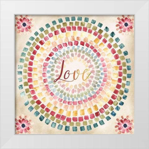 Mosaic Rainbow round III White Modern Wood Framed Art Print by Tre Sorelle Studios