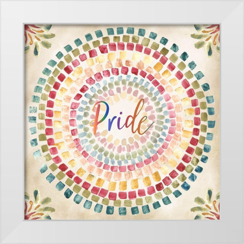 Mosaic Rainbow round IV White Modern Wood Framed Art Print by Tre Sorelle Studios