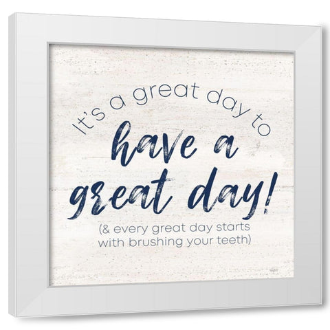 Bathroom Humor II-Great Day White Modern Wood Framed Art Print by Reed, Tara