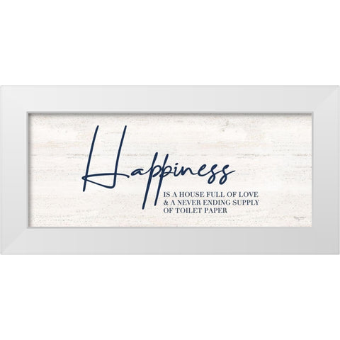 Bathroom Humor panel II-Happiness White Modern Wood Framed Art Print by Reed, Tara