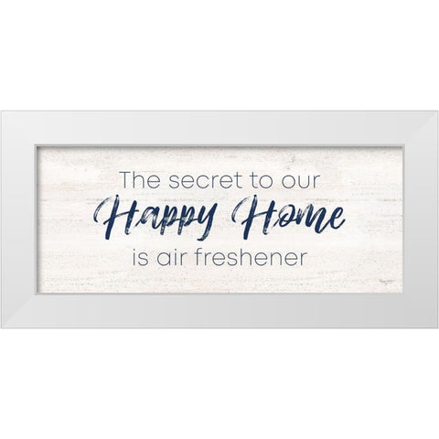 Bathroom Humor panel III-Happy Home White Modern Wood Framed Art Print by Reed, Tara