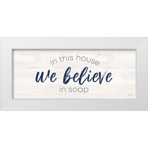 Bathroom Humor panel V-Believe White Modern Wood Framed Art Print by Reed, Tara