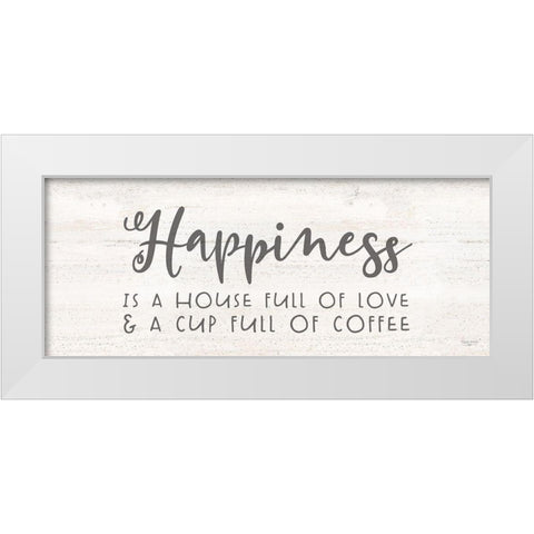 Coffee Kitchen Humor panel II-Happiness White Modern Wood Framed Art Print by Reed, Tara