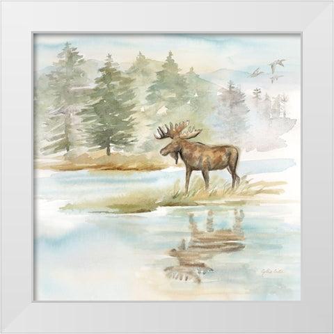Woodland Reflections II-Moose White Modern Wood Framed Art Print by Coulter, Cynthia