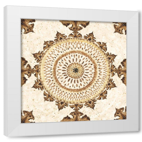 Warm Tribal Texture Medallion I White Modern Wood Framed Art Print by Tre Sorelle Studios