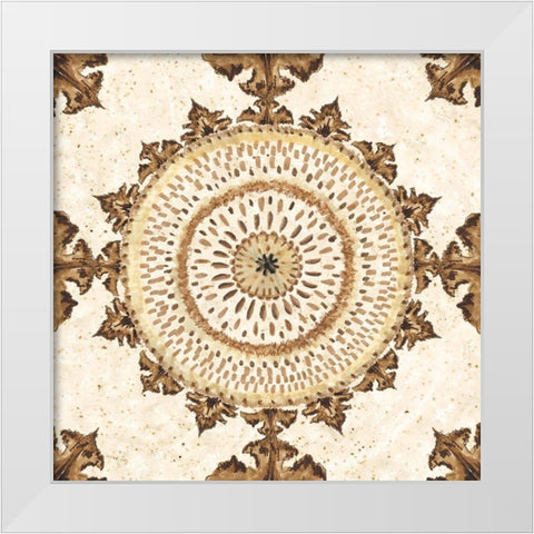 Warm Tribal Texture Medallion I White Modern Wood Framed Art Print by Tre Sorelle Studios