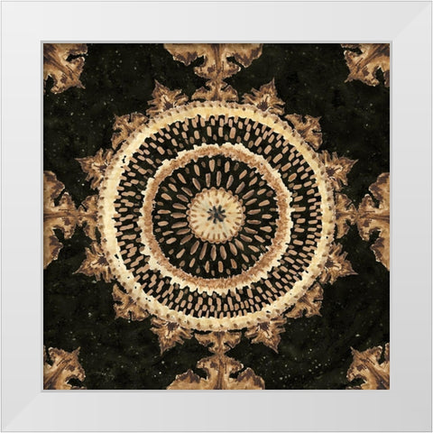 Warm Tribal Texture Medallion II White Modern Wood Framed Art Print by Tre Sorelle Studios