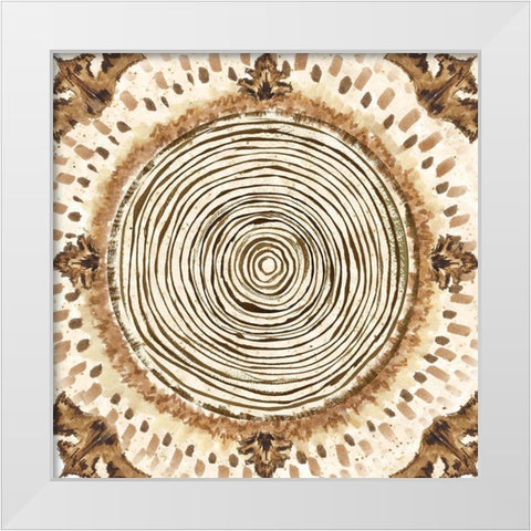 Warm Tribal Texture Medallion III White Modern Wood Framed Art Print by Tre Sorelle Studios
