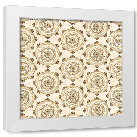 Warm Tribal Texture Medallion repeat I White Modern Wood Framed Art Print by Tre Sorelle Studios