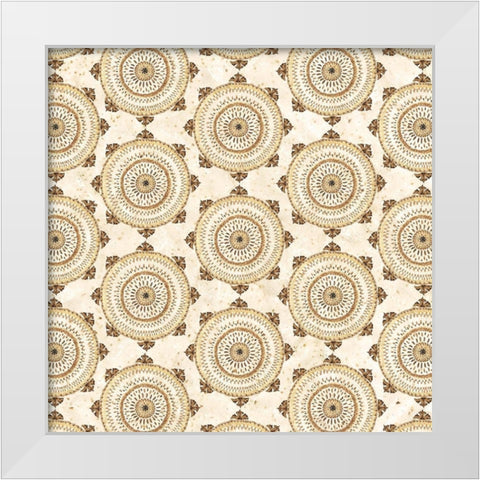 Warm Tribal Texture Medallion repeat I White Modern Wood Framed Art Print by Tre Sorelle Studios