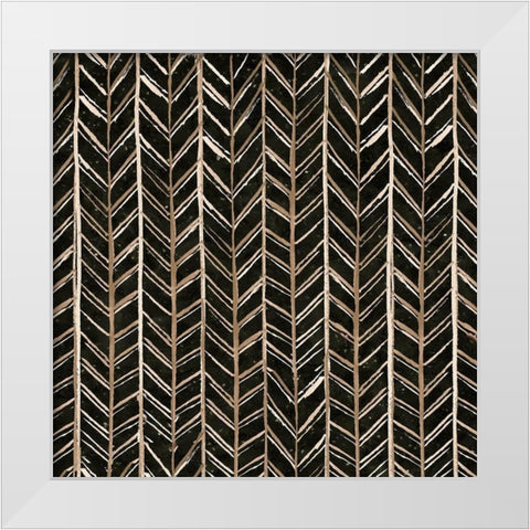Warm Tribal Texture Chevron black White Modern Wood Framed Art Print by Tre Sorelle Studios