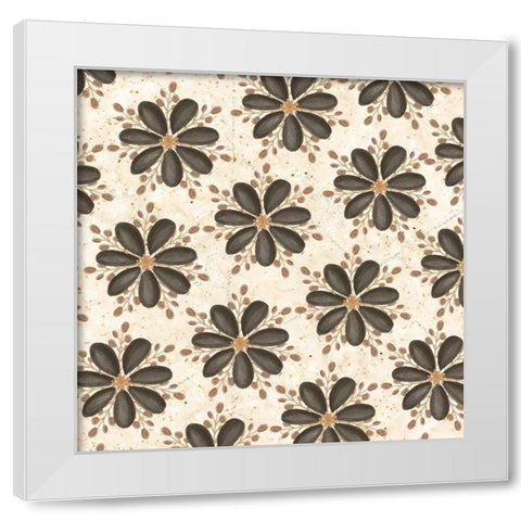 Warm Tribal Texture Floral Repeat White Modern Wood Framed Art Print by Tre Sorelle Studios