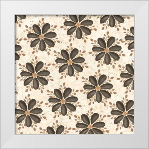 Warm Tribal Texture Floral Repeat White Modern Wood Framed Art Print by Tre Sorelle Studios