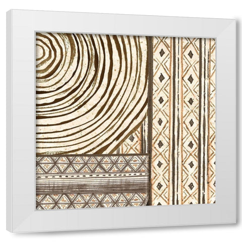 Warm Tribal Texture Patchwork III White Modern Wood Framed Art Print by Tre Sorelle Studios