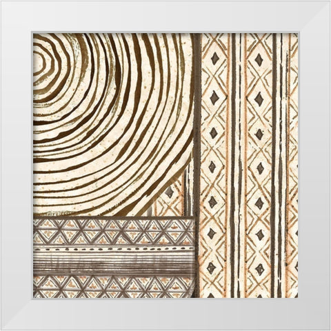 Warm Tribal Texture Patchwork III White Modern Wood Framed Art Print by Tre Sorelle Studios