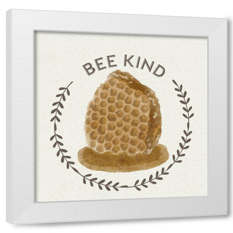 Bee Hive II-Bee Kind White Modern Wood Framed Art Print by Bannarot