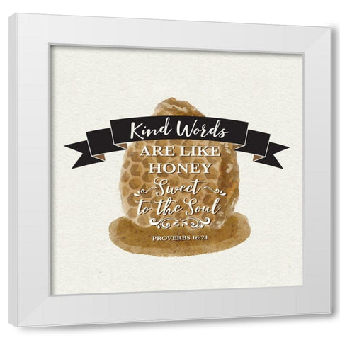 Bee Hive Sentiment II-Kind Words White Modern Wood Framed Art Print by Bannarot