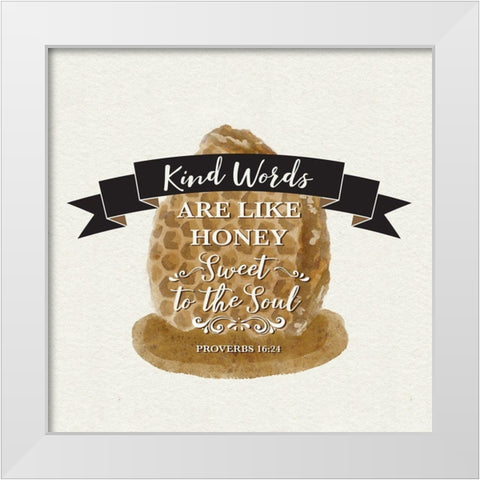 Bee Hive Sentiment II-Kind Words White Modern Wood Framed Art Print by Bannarot