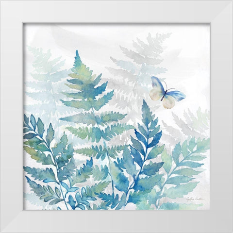 Indigo Ferns II White Modern Wood Framed Art Print by Coulter, Cynthia