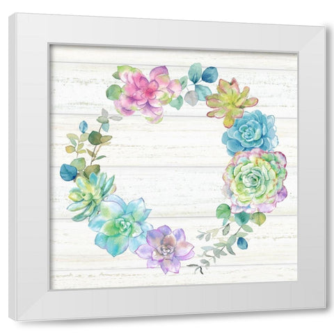 Sweet Succulents Wreath III White Modern Wood Framed Art Print by Coulter, Cynthia