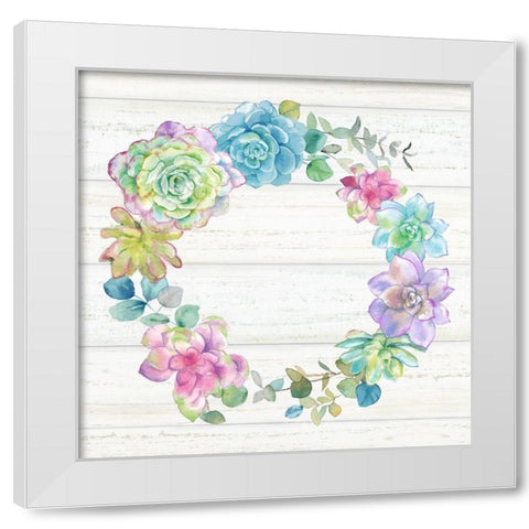 Sweet Succulents Wreath IV White Modern Wood Framed Art Print by Coulter, Cynthia