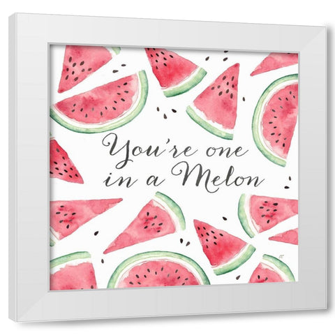 Fresh Fruit Sentiment III-Melon White Modern Wood Framed Art Print by Coulter, Cynthia