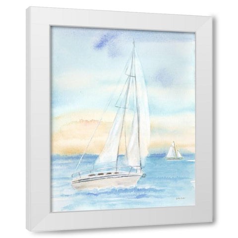 East Coast Lighthouse sailboat panel I White Modern Wood Framed Art Print by Coulter, Cynthia