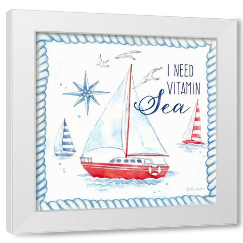 Nautical Sea Life IV-Sailboat White Modern Wood Framed Art Print by Coulter, Cynthia