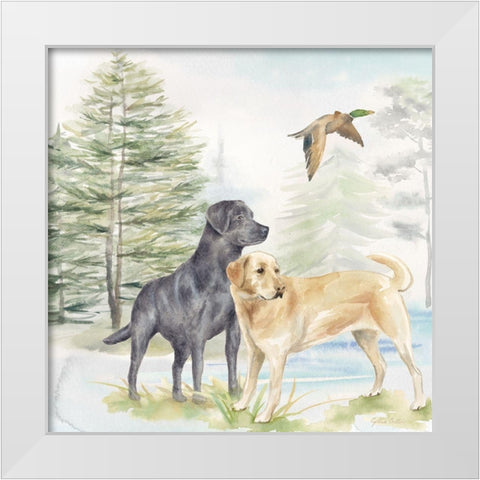 Woodland Dogs I White Modern Wood Framed Art Print by Coulter, Cynthia