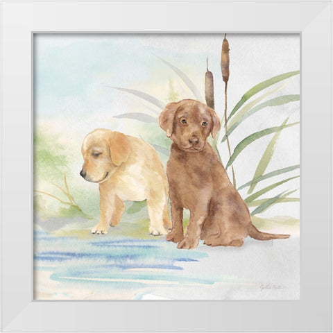 Woodland Dogs II White Modern Wood Framed Art Print by Coulter, Cynthia