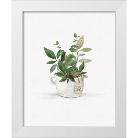 Botanical Mug I White Modern Wood Framed Art Print by HM Design