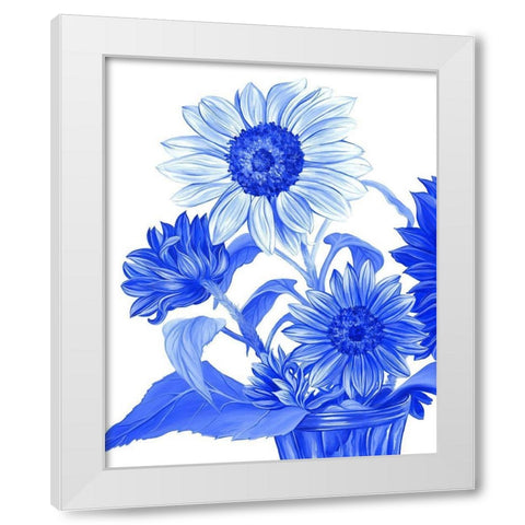 China Sunflowers blue II  White Modern Wood Framed Art Print by Wilson, Kelsey