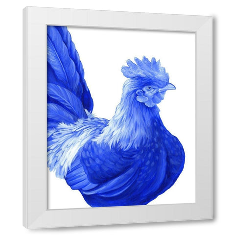 Blue Rooster I White Modern Wood Framed Art Print by Wilson, Kelsey