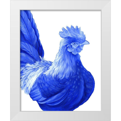 Blue Rooster I White Modern Wood Framed Art Print by Wilson, Kelsey