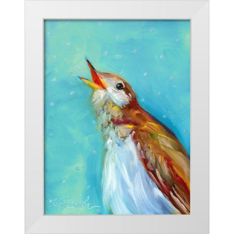 Birdcall White Modern Wood Framed Art Print by Smith, Kim