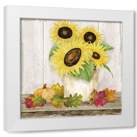 Fall Sunflowers I White Modern Wood Framed Art Print by Reed, Tara