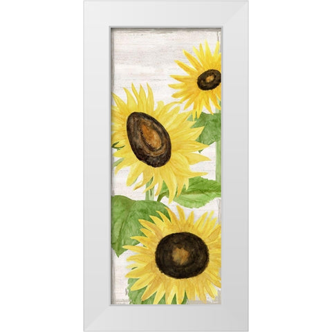 Fall Sunflowers panel II White Modern Wood Framed Art Print by Reed, Tara