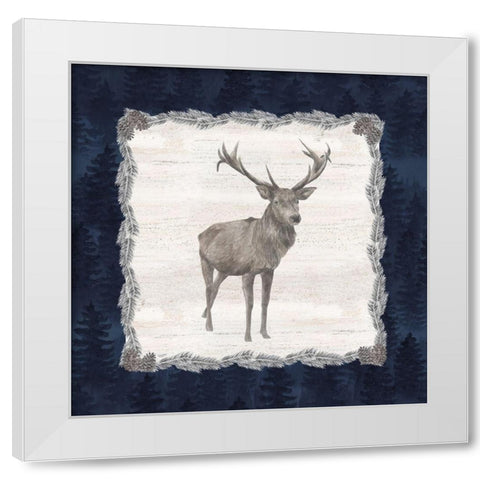 Blue Cliff Mountains II-Deer White Modern Wood Framed Art Print by Reed, Tara