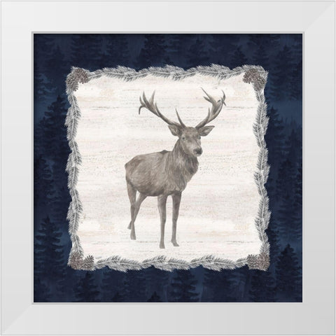 Blue Cliff Mountains II-Deer White Modern Wood Framed Art Print by Reed, Tara