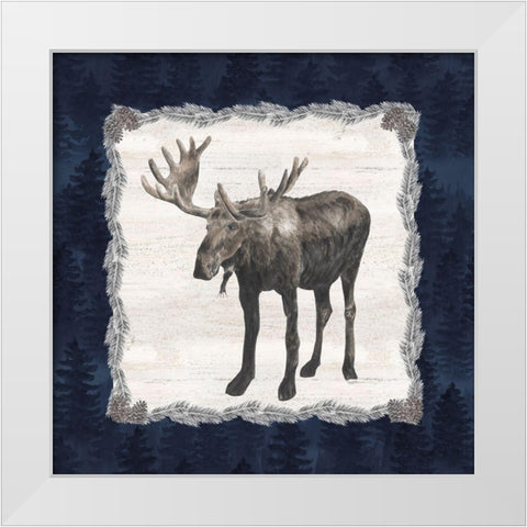 Blue Cliff Mountains IV-Moose White Modern Wood Framed Art Print by Reed, Tara