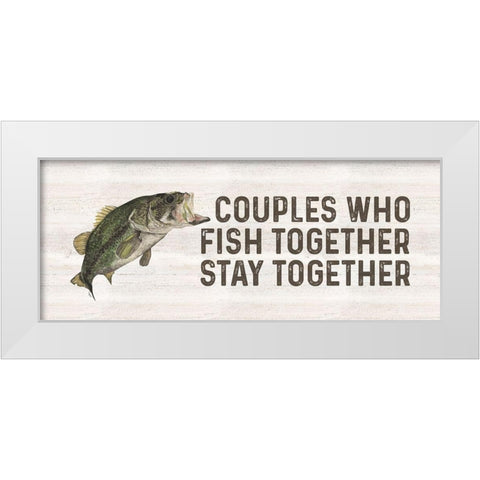 Less Talk More Fishing panel V-Together White Modern Wood Framed Art Print by Reed, Tara