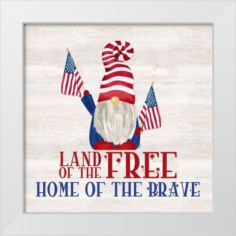 Patriotic Gnomes IV-Land of the Free White Modern Wood Framed Art Print by Reed, Tara