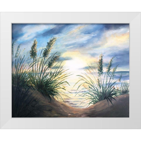 Coastal Sunrise Oil Painting square White Modern Wood Framed Art Print by Tre Sorelle Studios