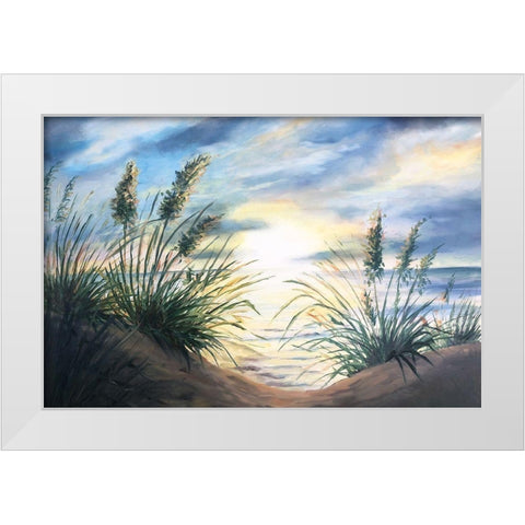 Coastal Sunrise Oil Painting landscape White Modern Wood Framed Art Print by Tre Sorelle Studios