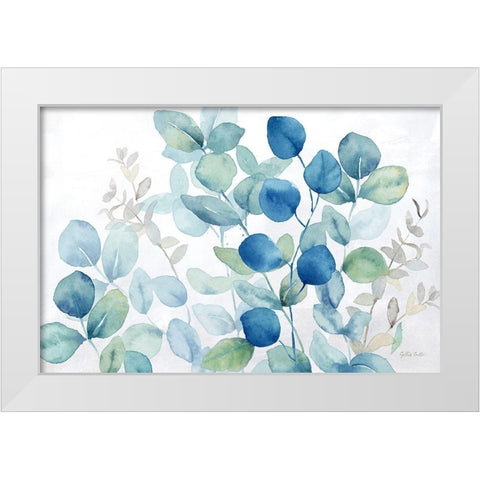 Eucalyptus Leaves landscape blue green White Modern Wood Framed Art Print by Coulter, Cynthia
