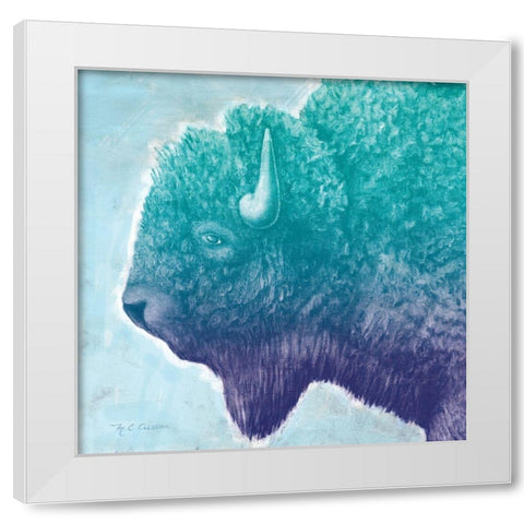 Buffalo Blues White Modern Wood Framed Art Print by Cusson, Marie Elaine