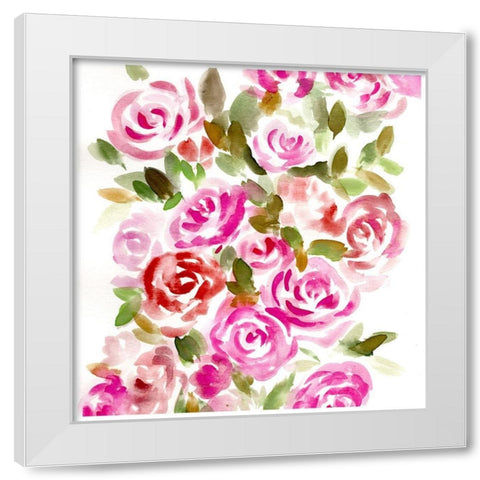 Bunches of Pink Square White Modern Wood Framed Art Print by Chapman, Marcy
